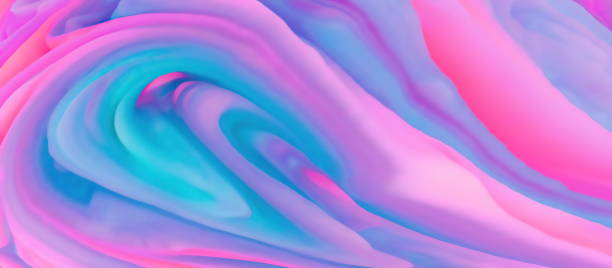istock 3d rendering Curve Dynamic Fluid Liquid Wallpaper. Light Pastel Cold Color Colorful Swirl Gradient Mesh. Bright Pink Vivid Vibrant Smooth Surface. Blurred Water Multicolor Neon Sky Gradient Background 1347609464