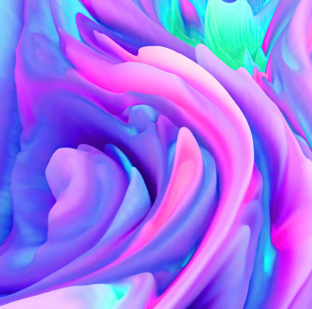 istock 3d rendering Curve Dynamic Fluid Liquid Wallpaper. Light Pastel Cold Color Colorful Swirl Gradient Mesh. Bright Pink Vivid Vibrant Smooth Surface. Blurred Water Multicolor Neon Sky Gradient Background 1347609467
