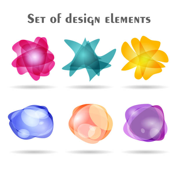 ilustrações, clipart, desenhos animados e ícones de coleção de cores brilhantes de forma livre isolada. elementos de design coloridos fluidos. ícones vetores de fluxo abstrato - ellipse interface icons shiny glass