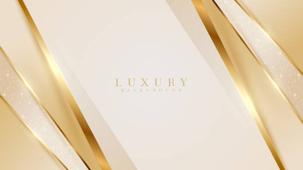 크림 색 배경에 고급 스러움을 주는 골든 대각선 라인. - luxury stock illustrations