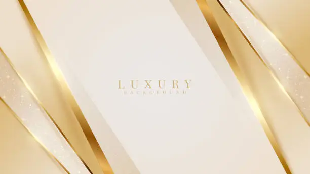 Vector illustration of Golden diagonal lines luxury on cream color background.