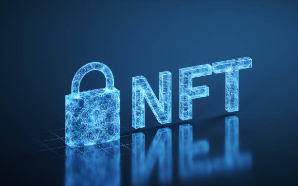 NFT nonfungible tokens concept with dark background, 3d rendering. NFT nonfungible tokens concept with dark background, 3d rendering. Computer digital drawing. baptismal font stock pictures, royalty-free photos & images