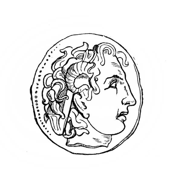ilustraciones, imágenes clip art, dibujos animados e iconos de stock de monedas con la cabeza de alejandro magno - enrique iii de inglaterra