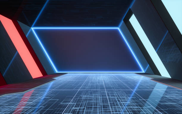 istock Tunnel of the future, futuristic room, 3d rendering. 1347616603