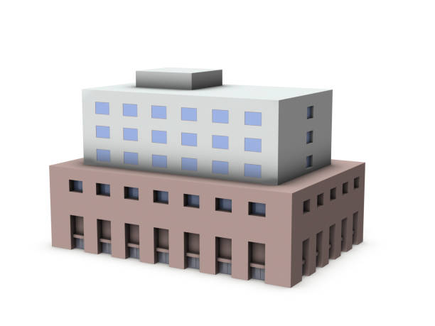 istock A miniature model of the hotel. White background. 3D rendering. 1347616765