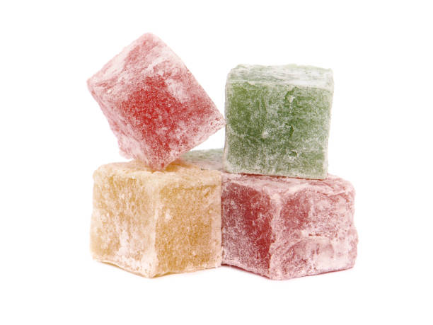 istock Colorful Turkish delight isolated on white 1347617931