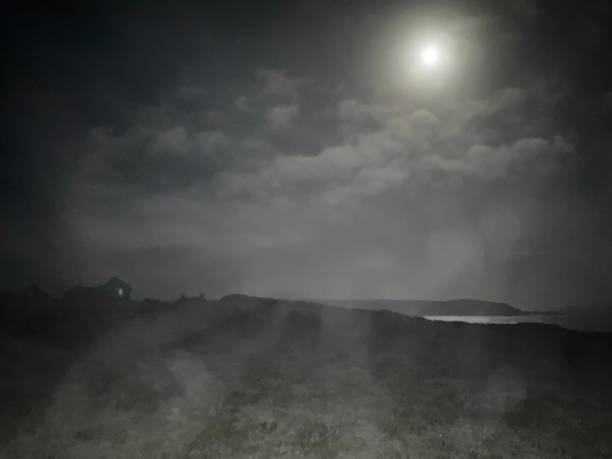istock Haunted Halloween house under a foggy moonlit sky 1347620143
