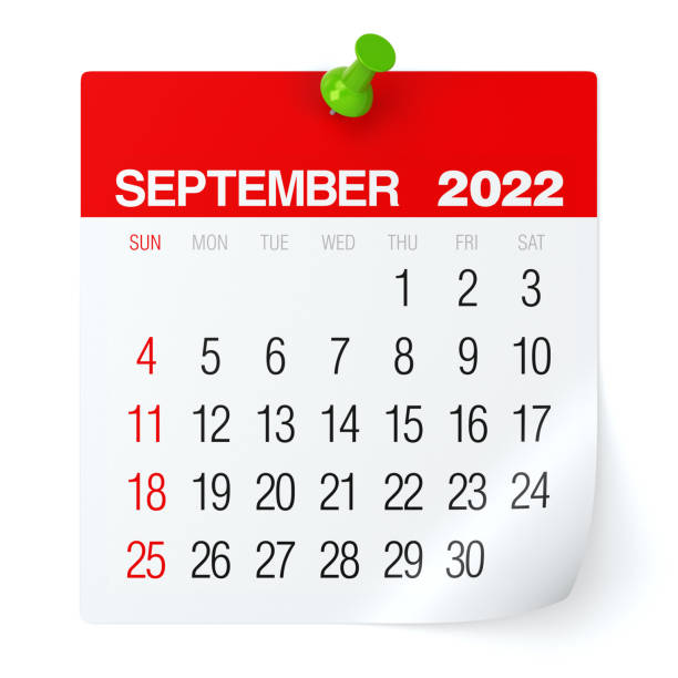 September 2022 - Calendar. Isolated on White Background. 3D Illustration stock photo