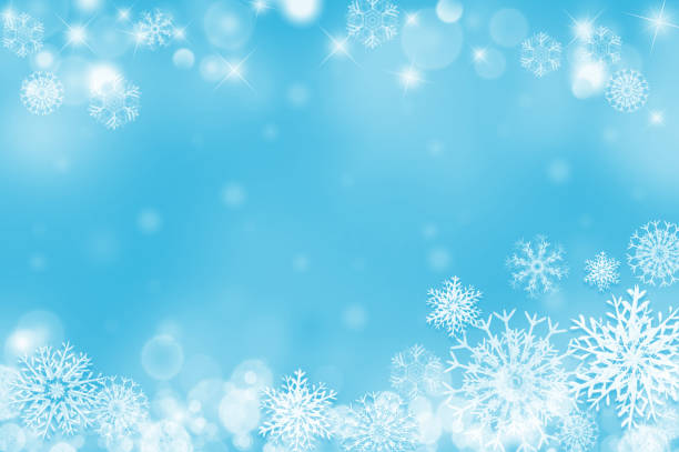 illustrazioni stock, clip art, cartoni animati e icone di tendenza di splendente fiocco di neve bianco e illustrazione di sfondo delle nevicate - powder blue illustrations