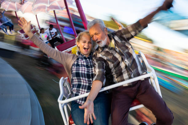 istock Amusement park ride in blurred motion! 1347627246