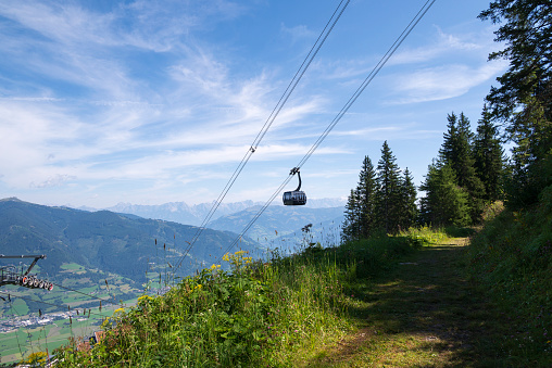 One of the cablecars going from kaprun city up to the mountain, picture from kaprun austria.