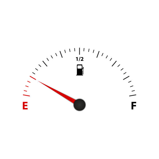 연료 게이지 미터 - 벡터 일러스트레이션 - 흰색 배경에서 격리 - fuel gauge fossil fuel fuel and power generation gauge stock illustrations