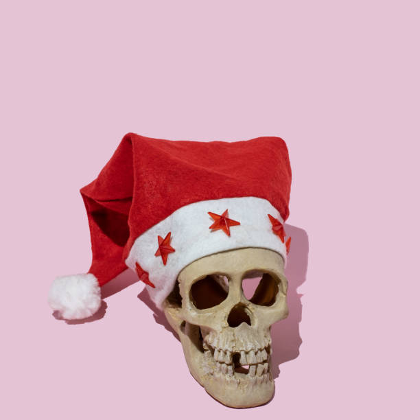 istock human skull with Santa Claus cap 1347636060
