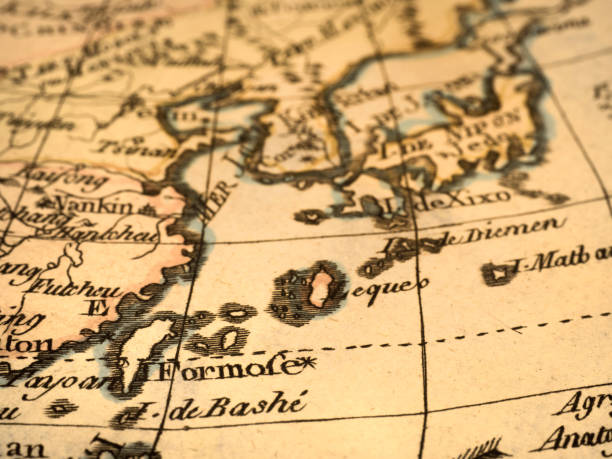 istock Antique old map, Taiwan and China 1347639624