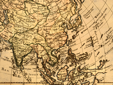 Antique old map, East Asia