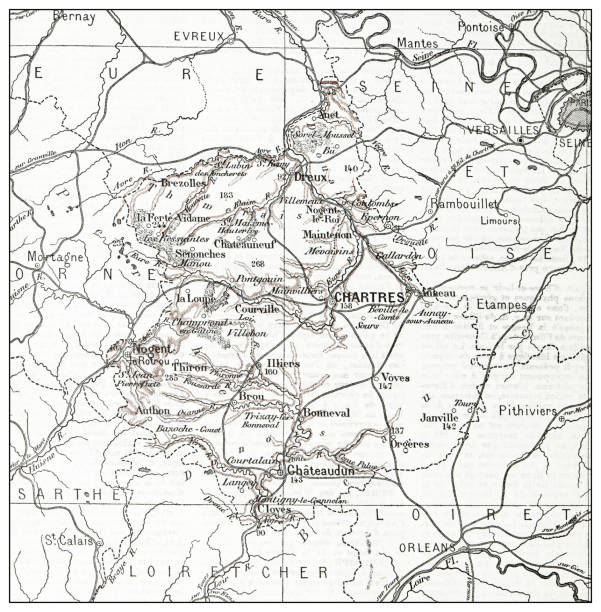 istock Antique French map of Eure-et-Loir (département) 1347643294
