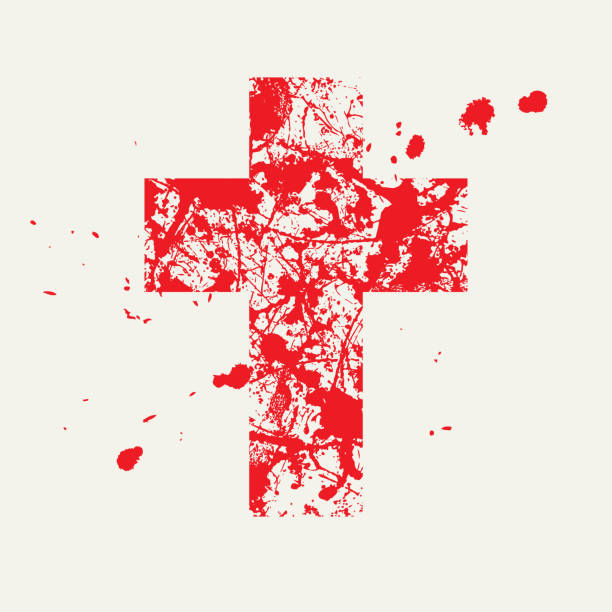 illustrazioni stock, clip art, cartoni animati e icone di tendenza di croce nera grunge astratta su uno sfondo chiaro - christianity cross shape dirty grunge