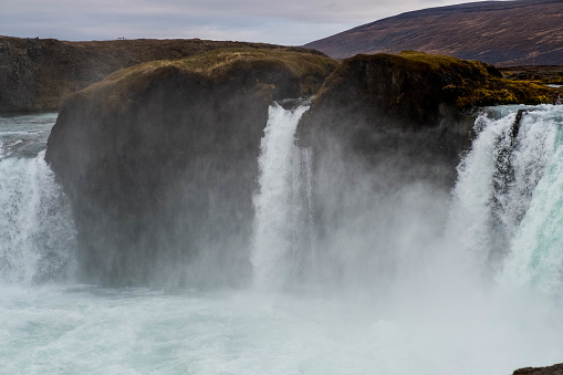 Godafoss, a spectacular waterfall in North Iceland in stunning natural surroundings