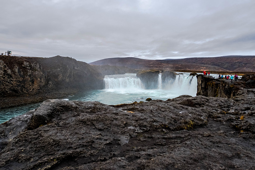 Godafoss, a spectacular waterfall in North Iceland in stunning natural surroundings