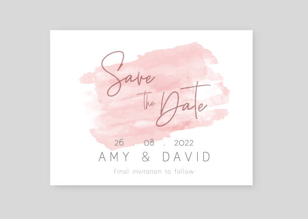 Watercolour save the date invitation design Save the date invitation with a hand painted watercolour design reservation stock illustrations