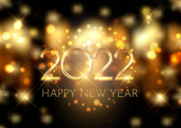 istock Happy New Year background with bokeh lights and snowflakes 1347650233