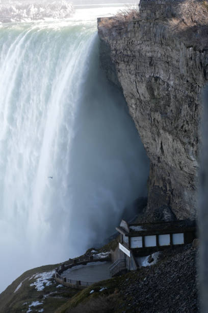 istock Wood cabin under massive waterfall, Niagara falls 1347651911