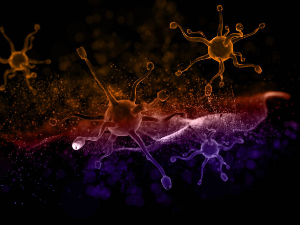 istock 3D medical background with flowing particles and abstract virus cells 1347652154