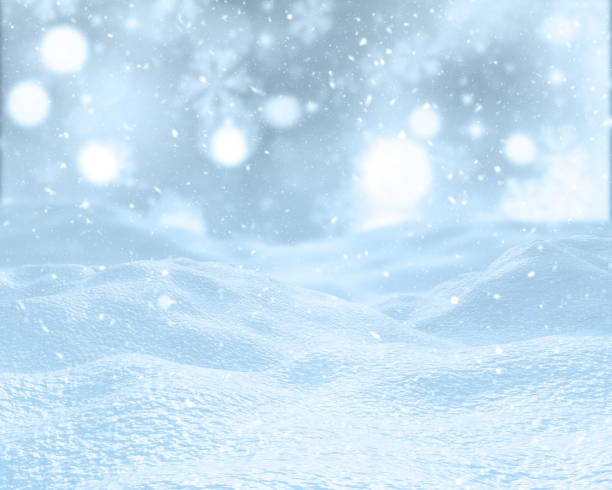 istock 3D Christmas background with snow and bokeh lights 1347652339
