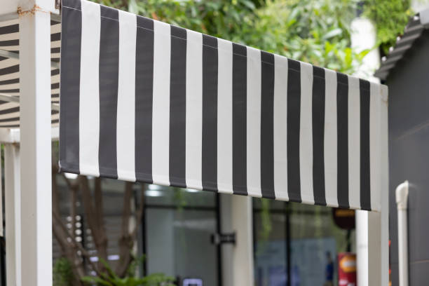 istock black and white striped awning canvas roof. 1347660045