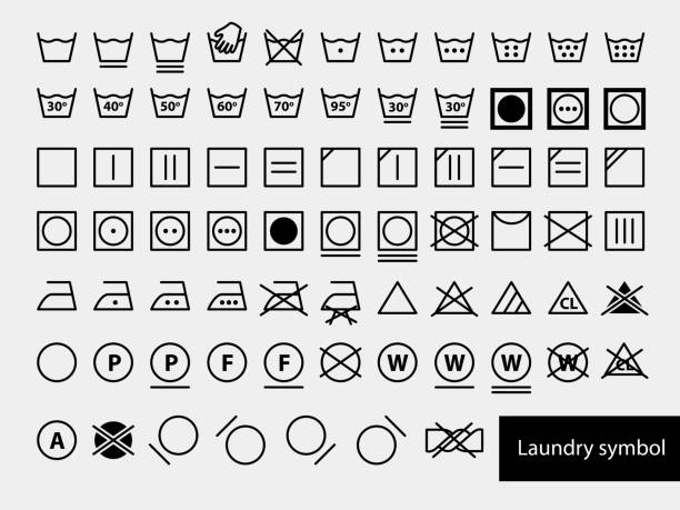 символы прачечной - laundry symbol stock illustrations