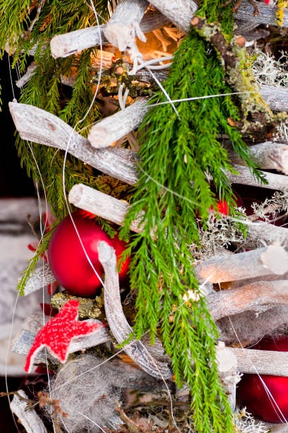 istock Winter-Christmas nature arrangement with red baubles 1347665470
