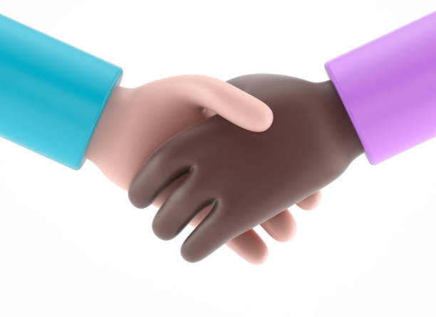 istock Cartoon character handshake isolated on white background 1347667925