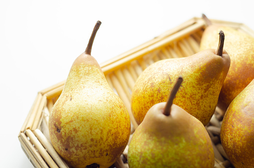 Ripe and sweet pears from an organic farm, natural and healthy food, fruits snacks