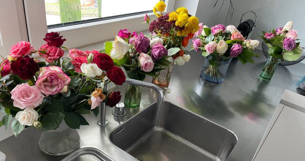 istock Withering old flowers after a celebration 1347673271