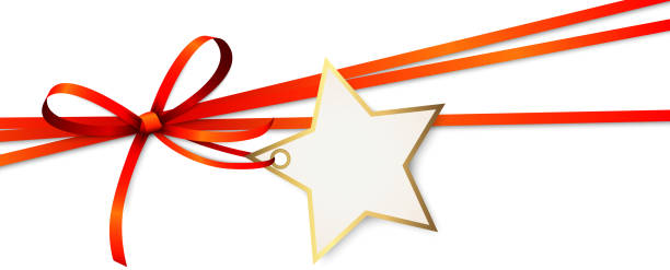 istock gold ribbon bow with christmas star hang tag 1347674883