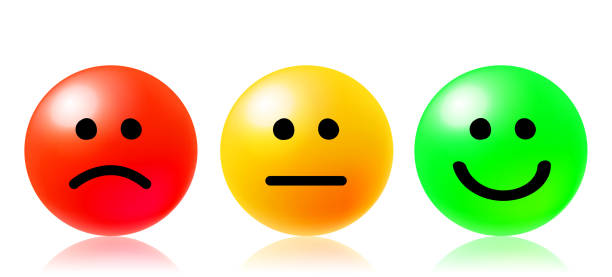 Customer survey feedback concept, face expressions icon on white background