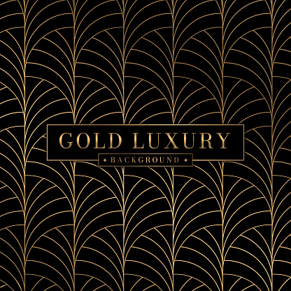 Abstract gold Art deco pattern luxury background. Geometric floral curve decorative golden vintage wallpaper.