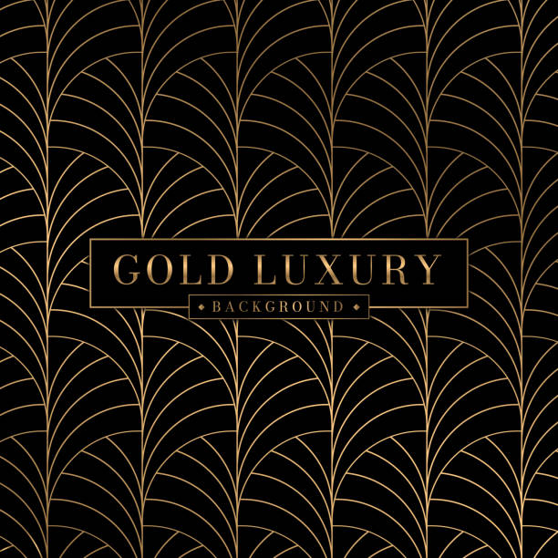 Abstract gold Art deco pattern luxury background. Geometric floral curve decorative golden vintage wallpaper Abstract gold Art deco pattern luxury background. Geometric floral curve decorative golden vintage wallpaper. art deco stock illustrations