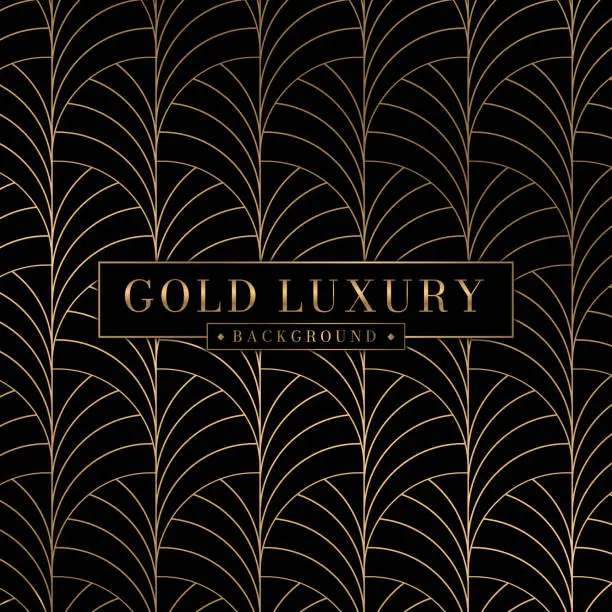 Vector illustration of Abstract gold Art deco pattern luxury background. Geometric floral curve decorative golden vintage wallpaper