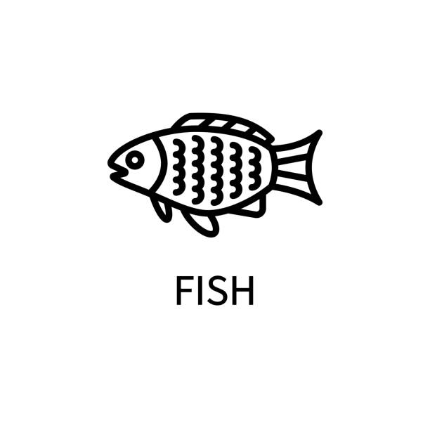 ikona fish line w prostym stylu. zdrowa żywność. produkt naturalny. znak wektorowy w prostym stylu wyizolowanym na białym tle. - fish farm fish circle swimming stock illustrations