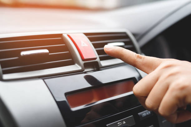 istock The driver is pressing the car's emergency light. 1347678463