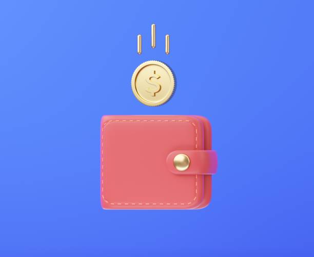 istock Gold coin falling in wallet. E-commerce Cash back concept. 3d rendering. 1347679171