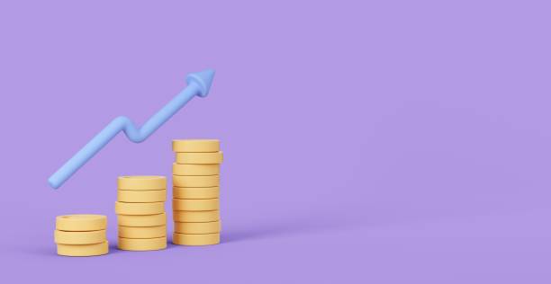 istock Money growth concept 3d illustration. Financial Profit background with empty space. 1347679341