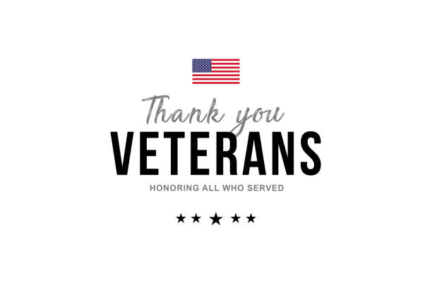 Veterans day. Thank you Veterans, for your service Happy Veterans day. Thank you Veterans for your service. Honoring all who served. American flag on the back. Poster, wallpaper, background veteran stock illustrations