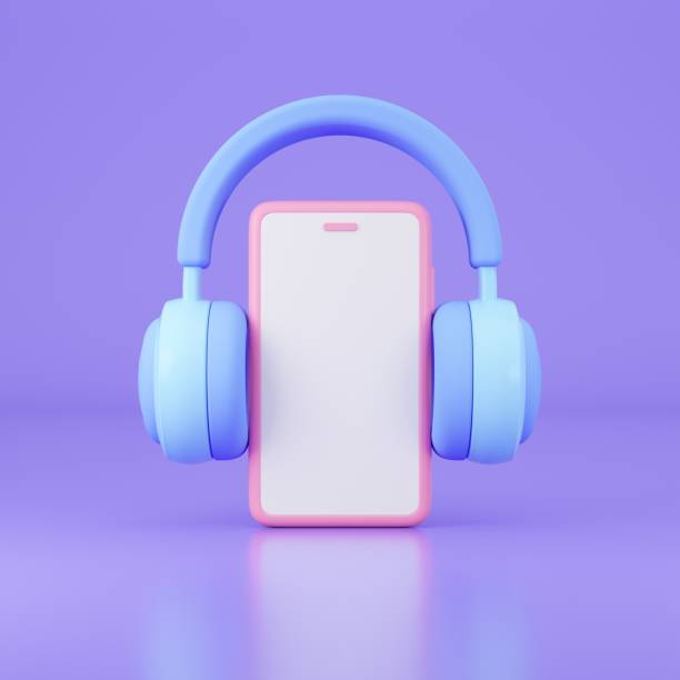 istock Smartphone with epmty screen and headphones. 3d rendered illustration. 1347679423
