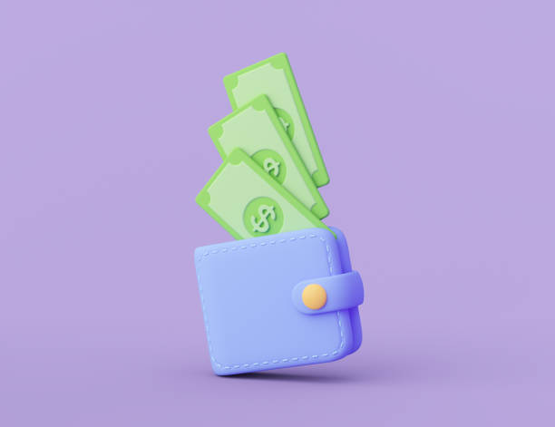 istock Wallet with falling Cash Money .3d rendering. 1347680809