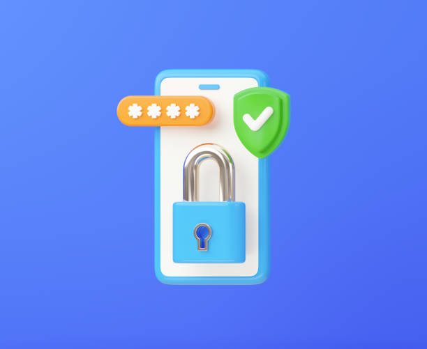 istock Smartphone with padlock, password bar and shield. Account safety and security concept. 3d rendering. 1347681098