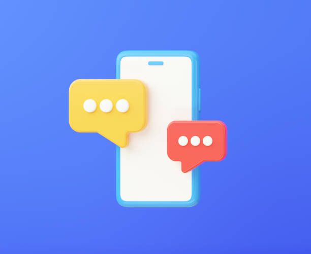 istock Smartphone with speech bubbles. Web messenger and social media communication concept. 3d rendering. 1347681208