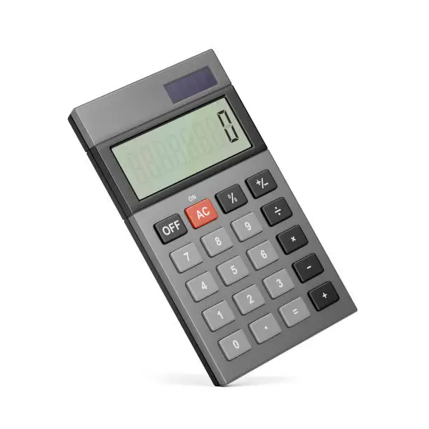 Gray office calculator with solar panel