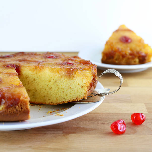 Pineapple upside down cake. Homemade baking.